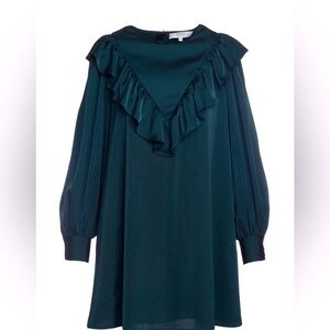 CROSBY by Mollie Burch Miles Green Ruffled Front Dress